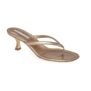 Manolo blahnik gold heels flip flop heels leather y2k 2000 vintage Gold Paterno